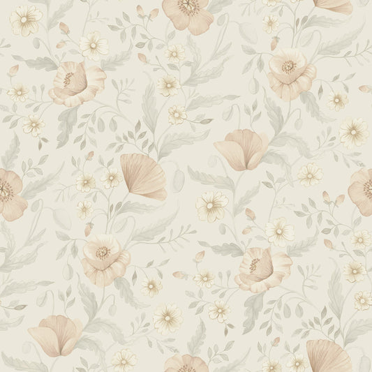 Trädgårdsblommor Wallpaper - Light Gray - Midbec - 43116 - Premier Wallcovering
