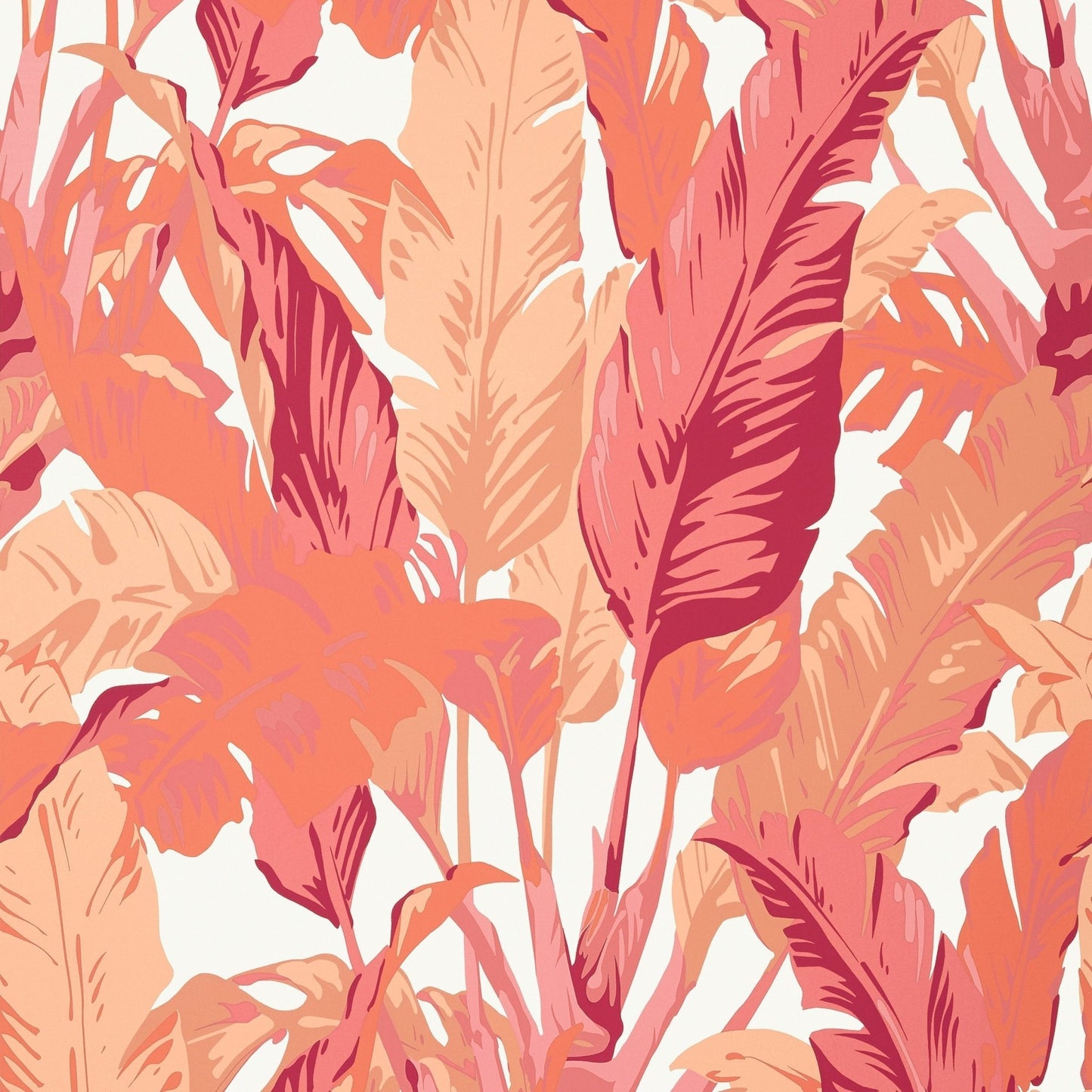 Travelers Palm Wallpaper - Pink & Coral - Thibaut - T10130 - Premier Wallcovering