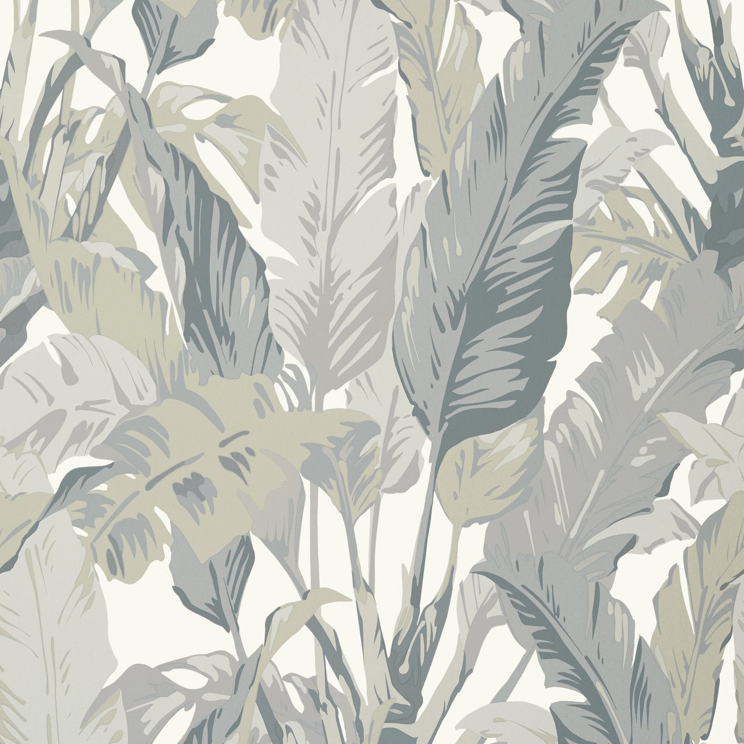 Travelers Palm Wallpaper - Grey - Thibaut - T10129 - Premier Wallcovering