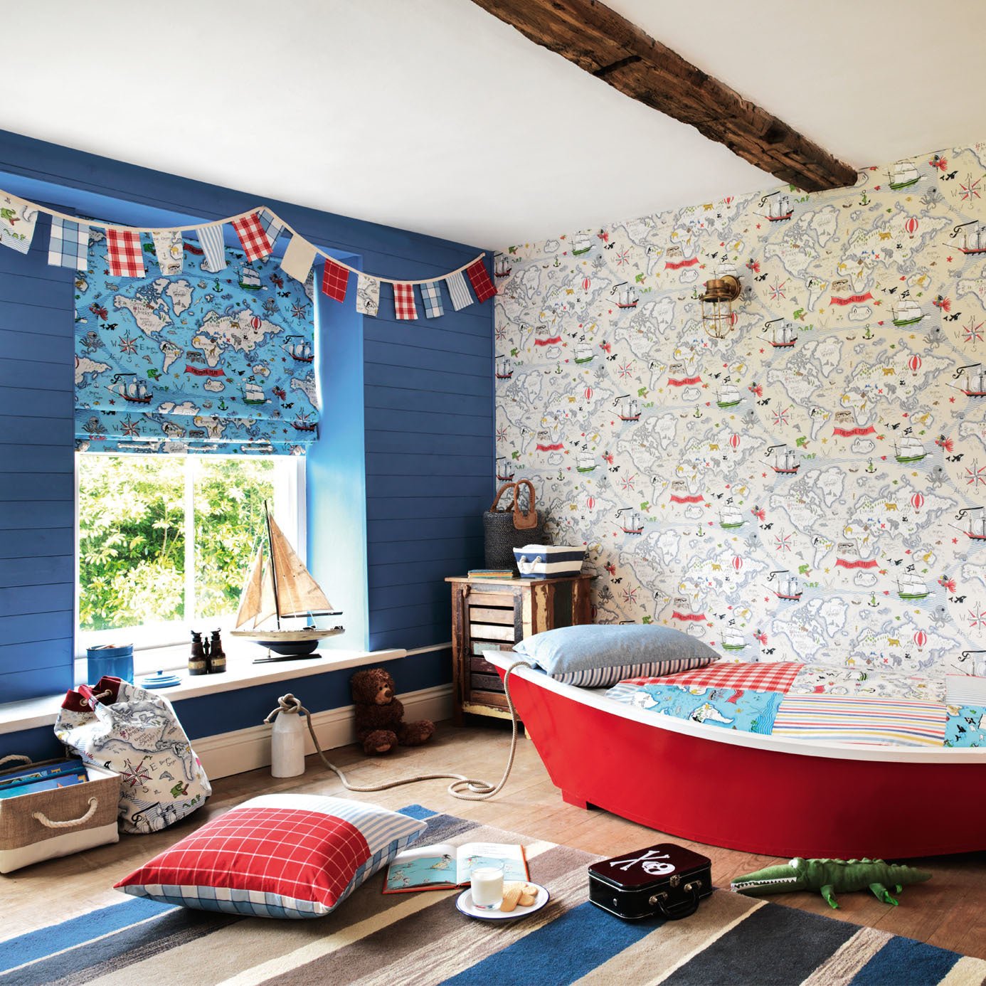 Treasure Map Wallpaper - Sea Blue - Sanderson - DLIT214038 - Premier Wallcovering