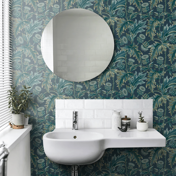 Treasured Thistle Wallpaper - Blue - Boråstapeter - 2273 - Premier Wallcovering