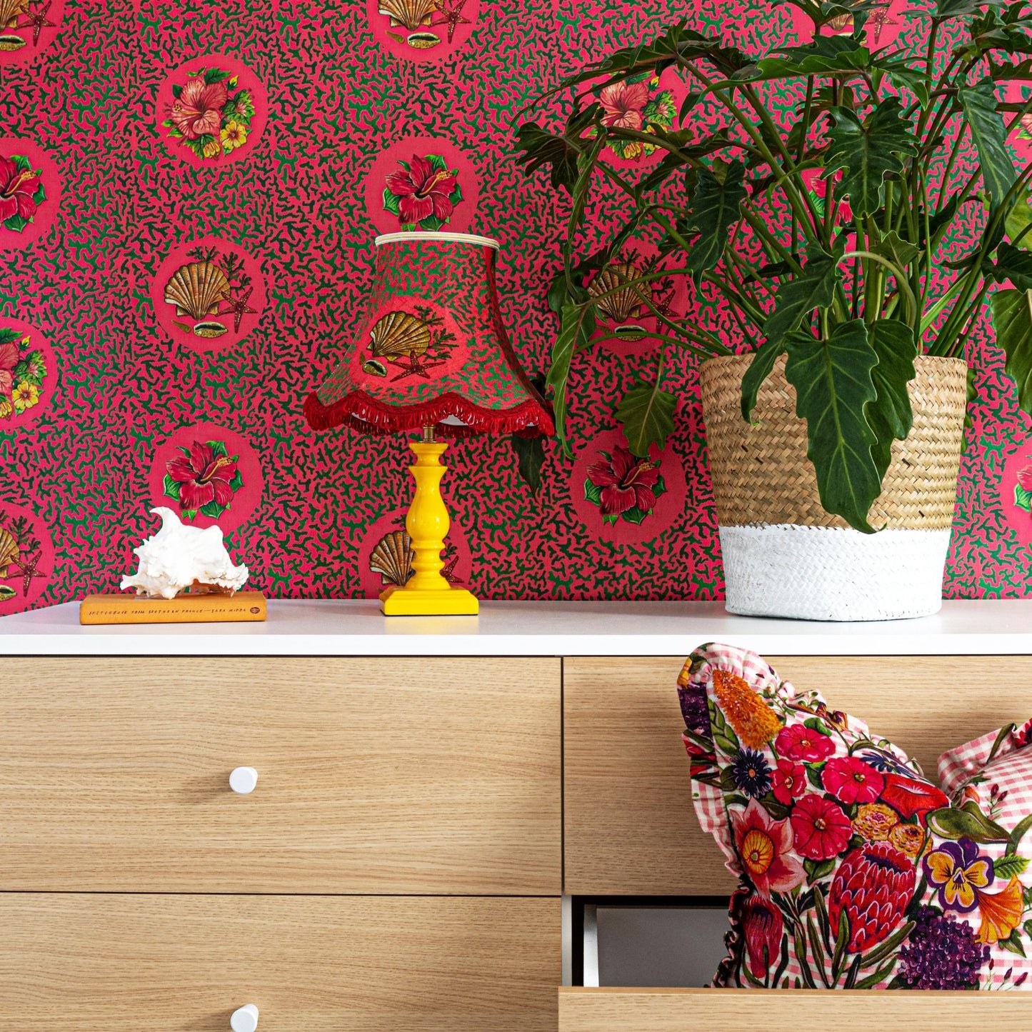 Treath Wallpaper - Cerise-Pink - Wear The Walls - TRCP894152 - Premier Wallcovering