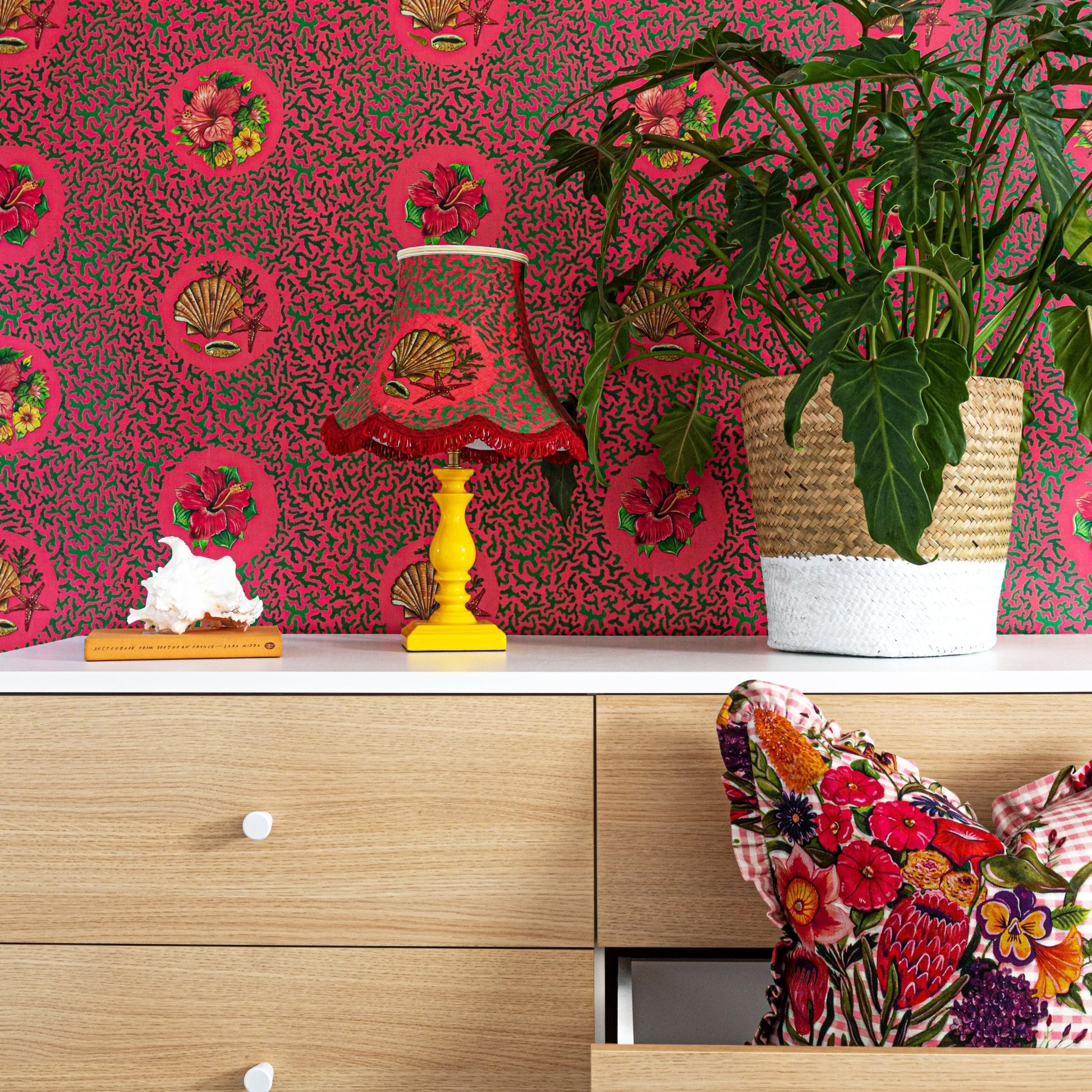 Treath Wallpaper - Cerise-Pink - Wear The Walls - TRCP894152 - Premier Wallcovering