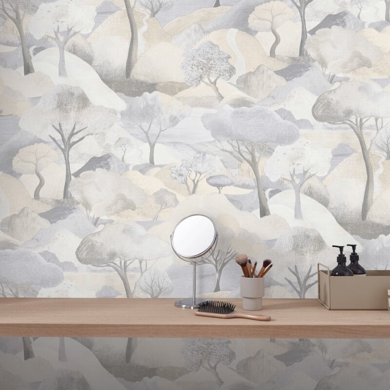 Tree Landscape Wallpaper - Beige - Erismann - 10433 - 32 - Premier Wallcovering