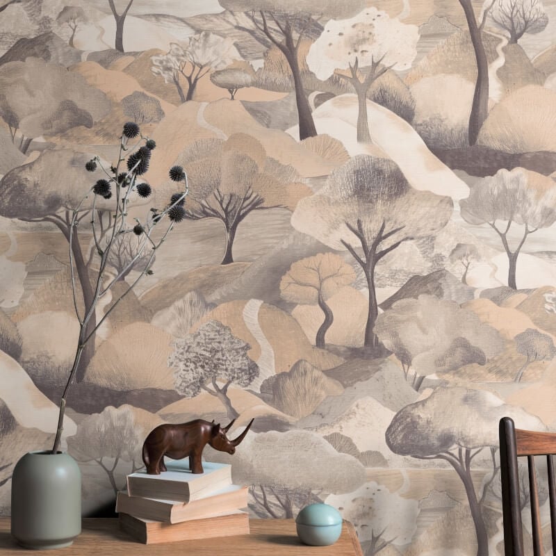 Tree Landscape Wallpaper - Beige - Erismann - 10433 - 32 - Premier Wallcovering