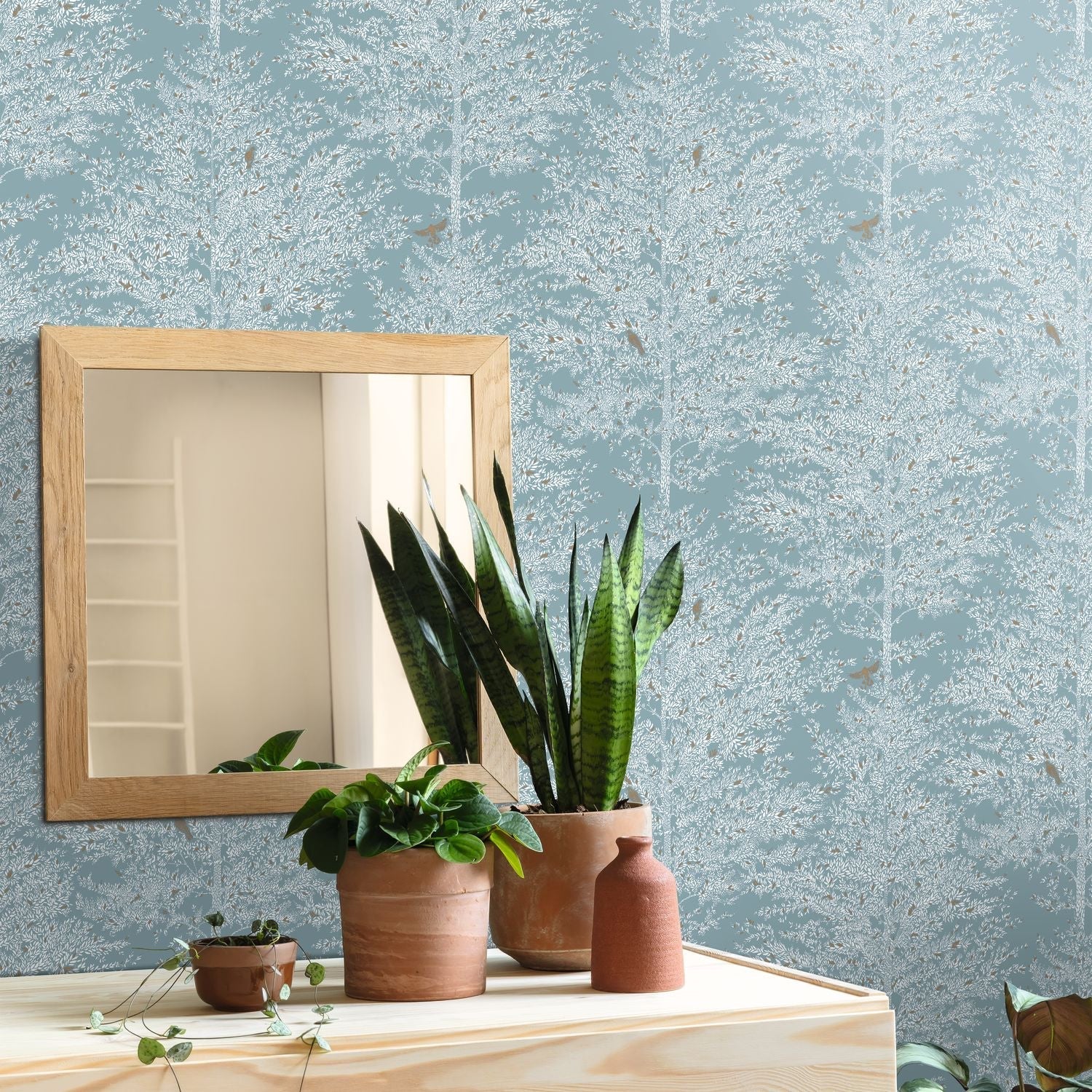 Tree Of Life Wallpaper - Bleu Clair - Caselio - 102976060 - Premier Wallcovering