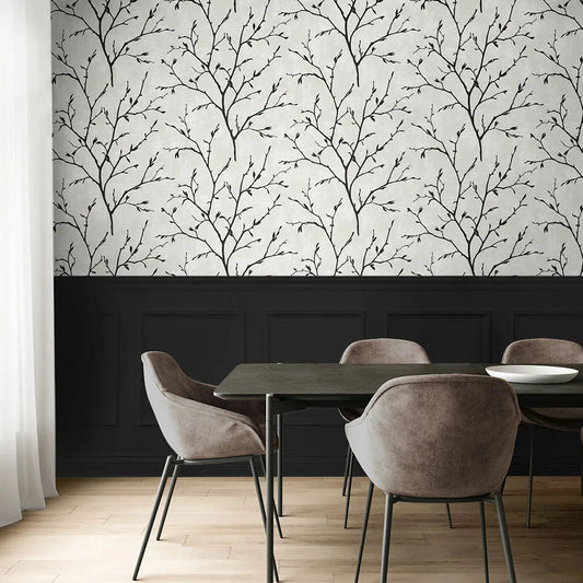 Tree Silhouette Wallpaper - Contrast - NextWall - NW57400 - Premier Wallcovering