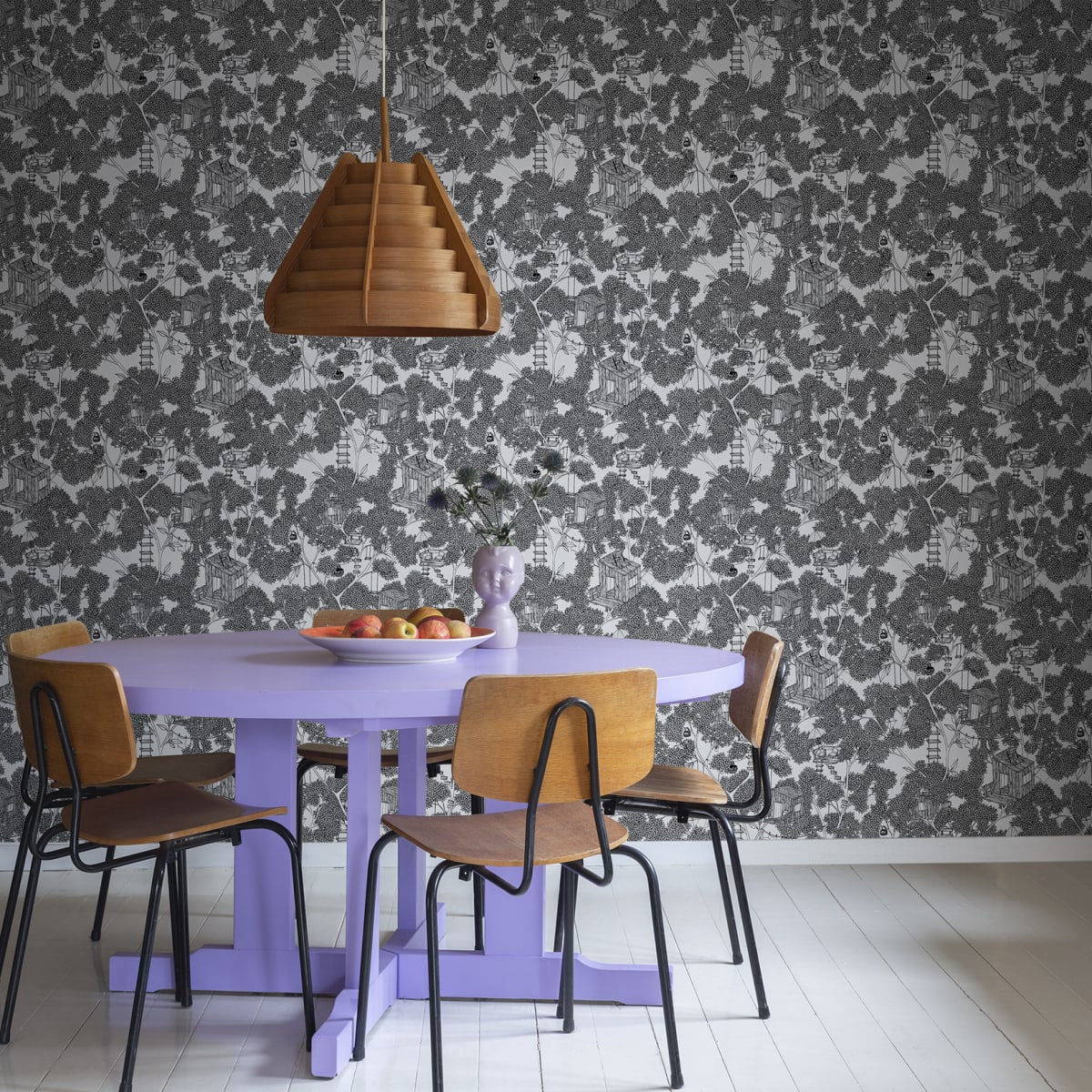 Treehouse Wallpaper - Graphite - Rebel Walls - R18011 - Premier Wallcovering