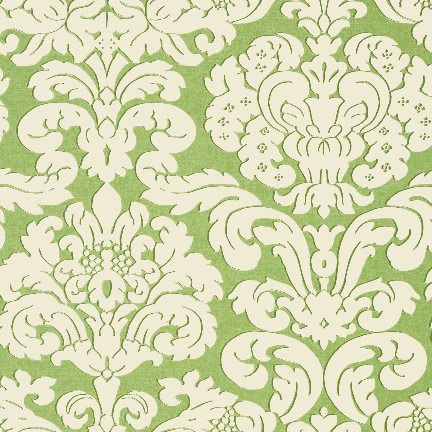 Trelawny Damask Wallpaper - Green - Thibaut - T14219 - Premier Wallcovering