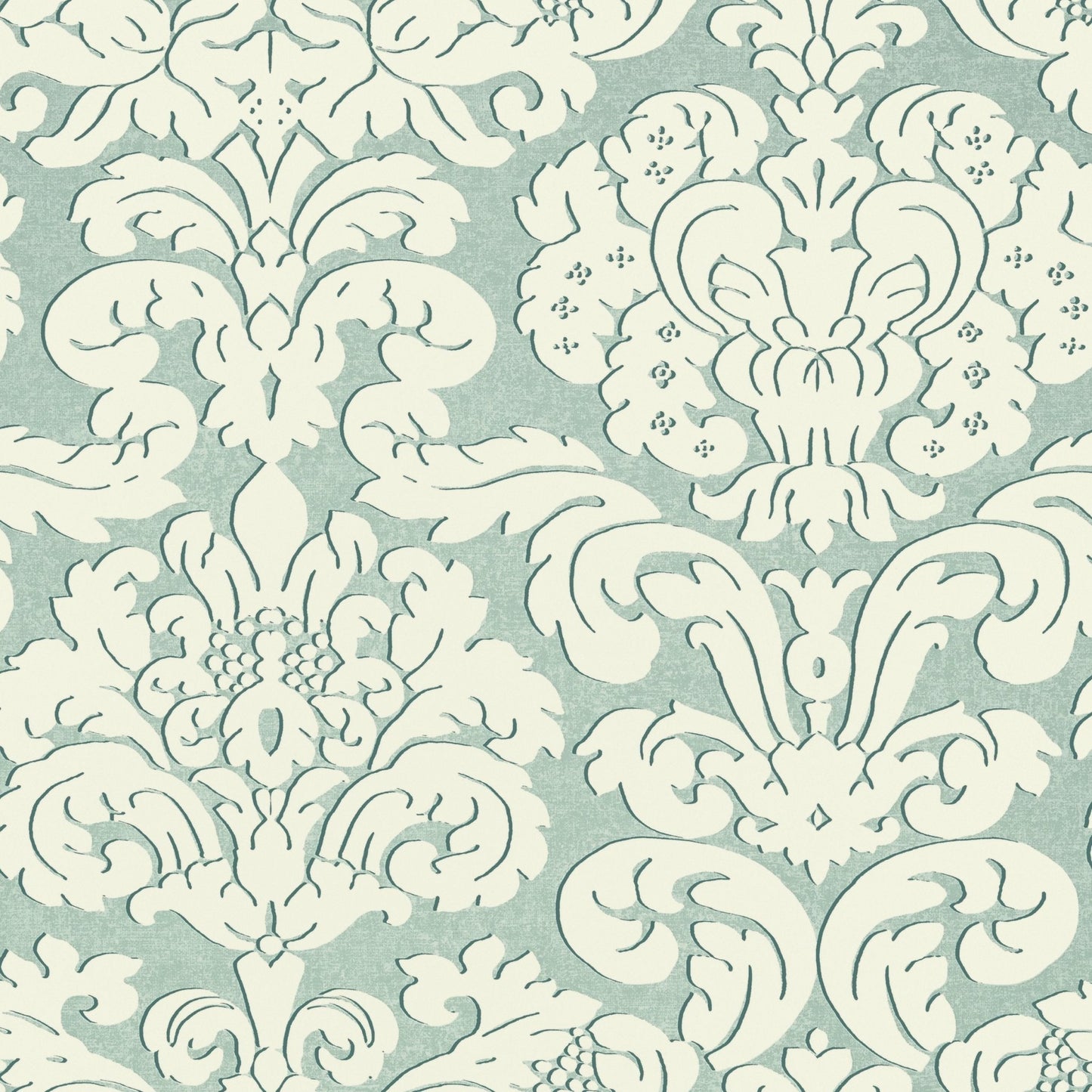 Trelawny Damask Wallpaper - Aqua - Thibaut - T14217 - Premier Wallcovering