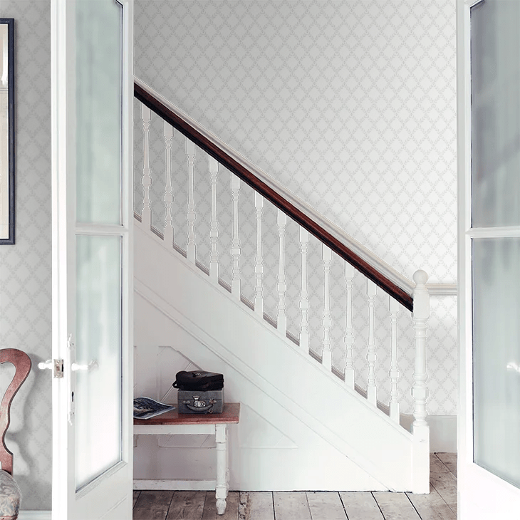 Trellis Leaves Wallpaper - Ivory - Boråstapeter - 7670 - Premier Wallcovering