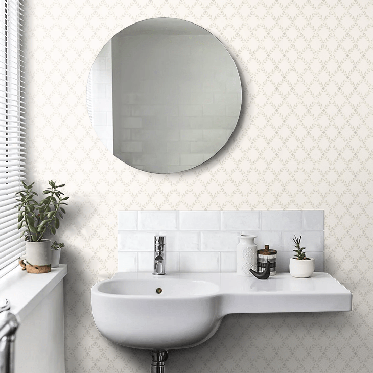 Trellis Leaves Wallpaper - Cream - Boråstapeter - 7673 - Premier Wallcovering