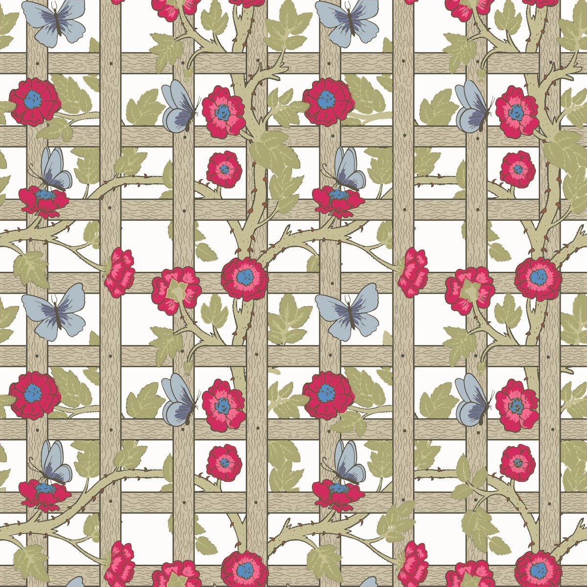 Morris Collections - 1039 - Trellis Wallpaper - Linen White - Premier Wallcovering
