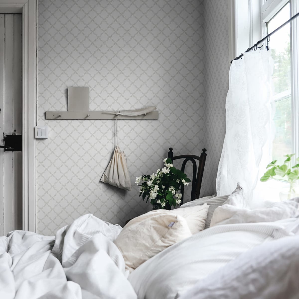 Trellis Wallpaper - Garden Green - Sandberg - S10301 - Premier Wallcovering