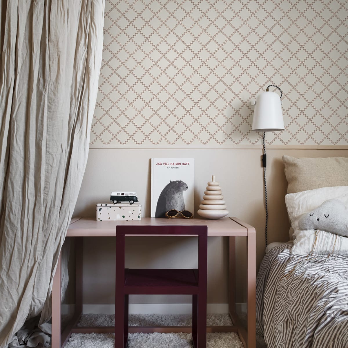 Trellis Wallpaper - Terracotta - Sandberg - S10305 - Premier Wallcovering