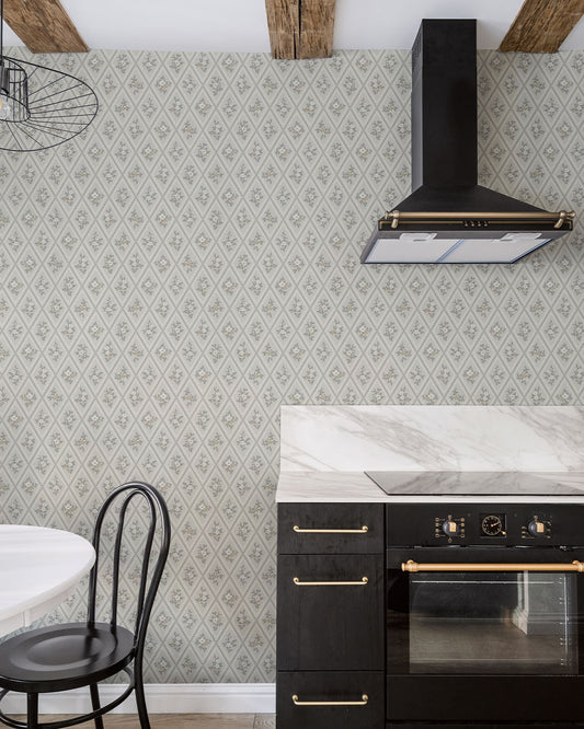Trellis Wallpaper - Blue - Midbec - 16016 - Premier Wallcovering