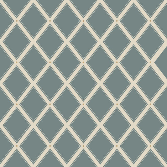 Trellis Wallpaper - Blue - Summer Gray - Premier Wallcovering