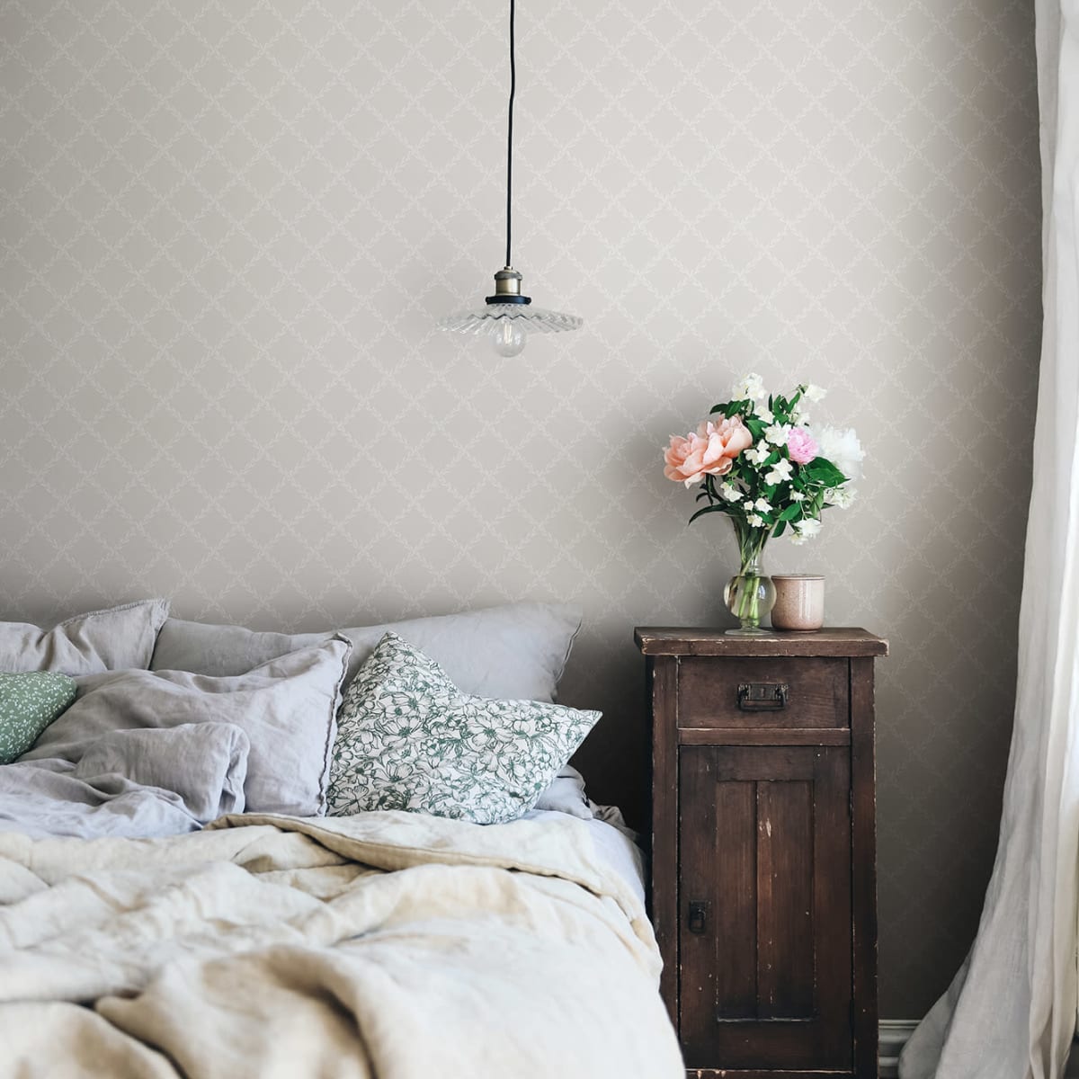 Trellis Wallpaper - Gray - Sandberg - S10302 - Premier Wallcovering