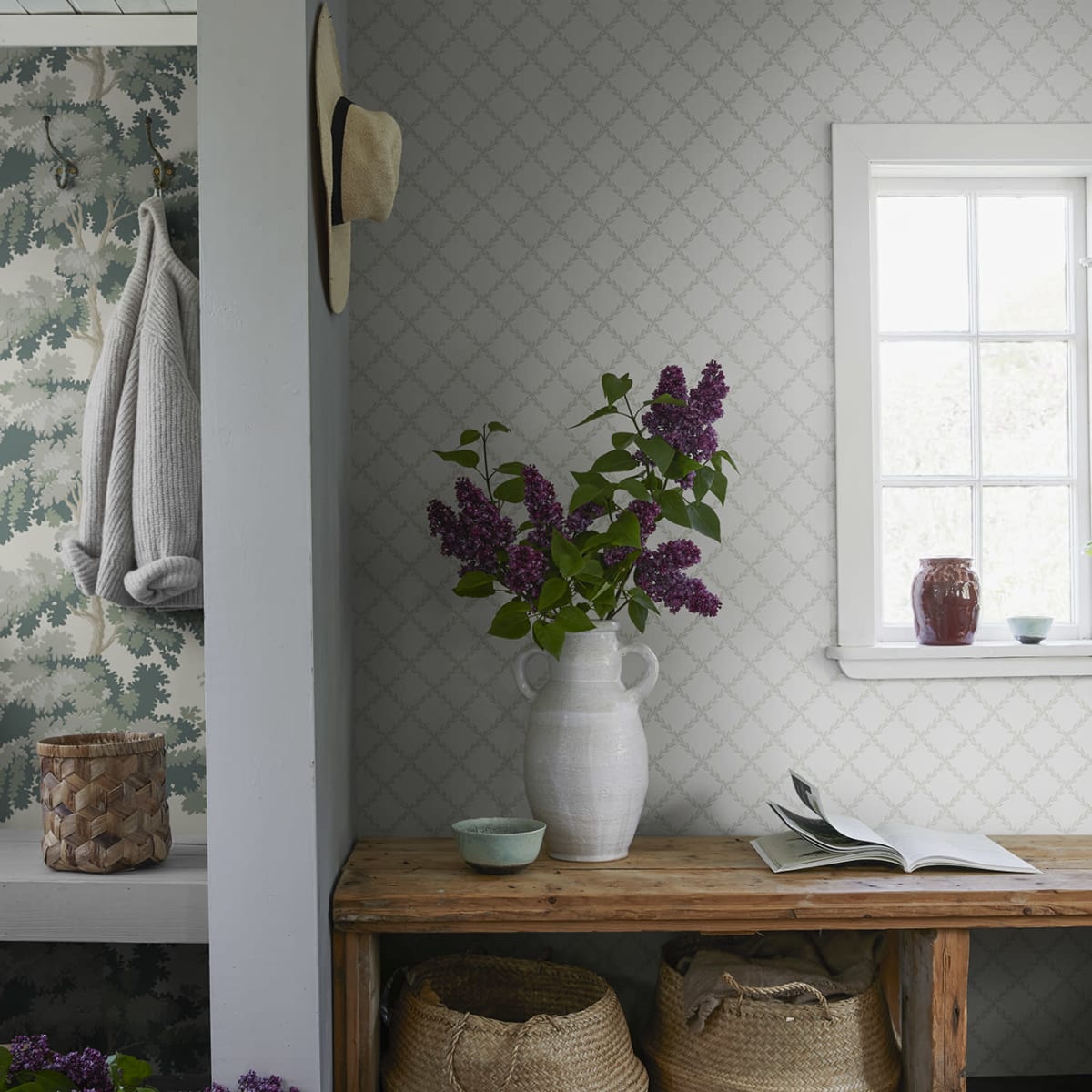 Trellis Wallpaper - Garden Green - Sandberg - S10301 - Premier Wallcovering