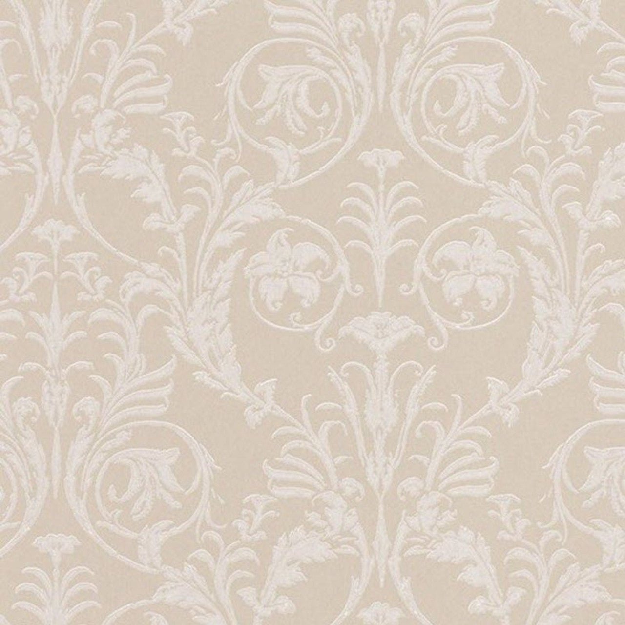 Trianon Montsegur Wallpaper - Blanc And Beige - Casadeco - 86021218 - Premier Wallcovering