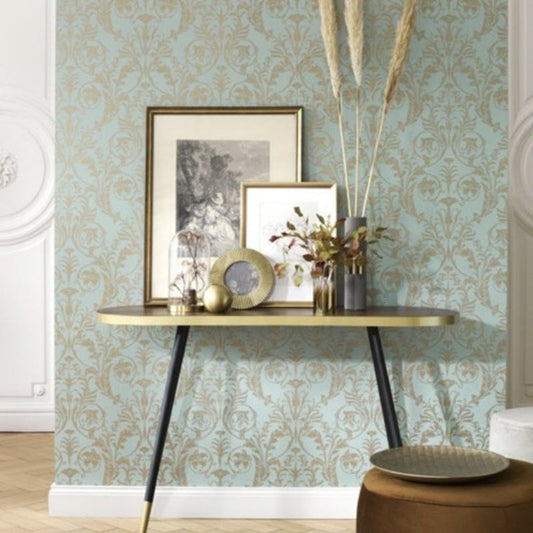 Trianon Montsegur Wallpaper - Cuivre And Blue - Casadeco - 86026564 - Premier Wallcovering