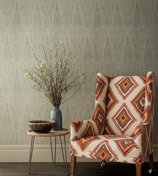 Troika Paisley Wallpaper - Slate Blue - Mulberry Home - FG074/H54 - Premier Wallcovering