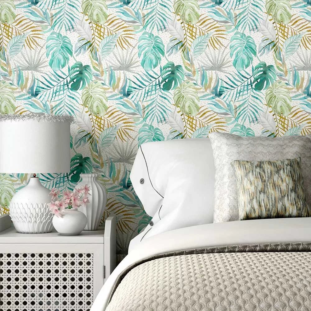 Tropica Wallpaper - Turquoise - Ohpopsi - WLD53132W - Premier Wallcovering