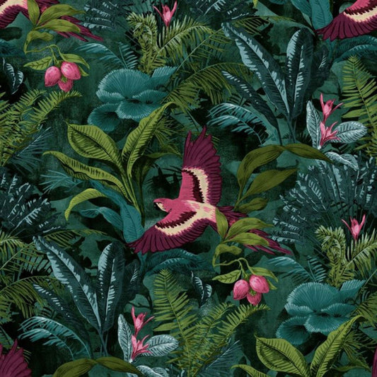 Tropical Bird Portfolio Wallpaper - Multi - Rasch - 214727 - Premier Wallcovering