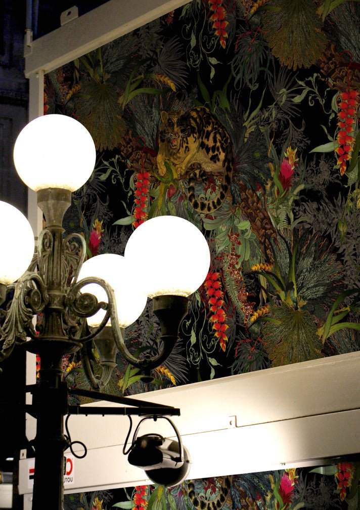 Tropical Clouded Leopard Superwide Wallpaper - Black - Timorous Beasties - DWN/TCLO/OBRN/04 - Premier Wallcovering