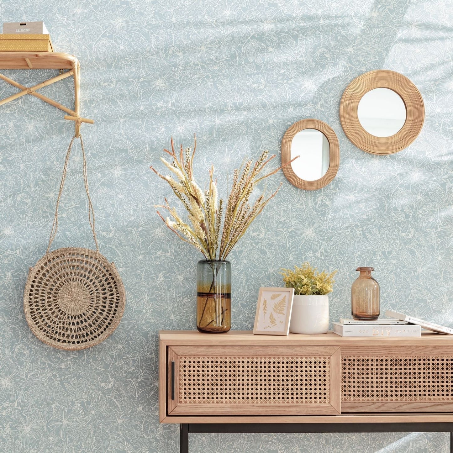 Tropical Sun Wallpaper - Smoke Blue - Caselio - 102686000 - Premier Wallcovering