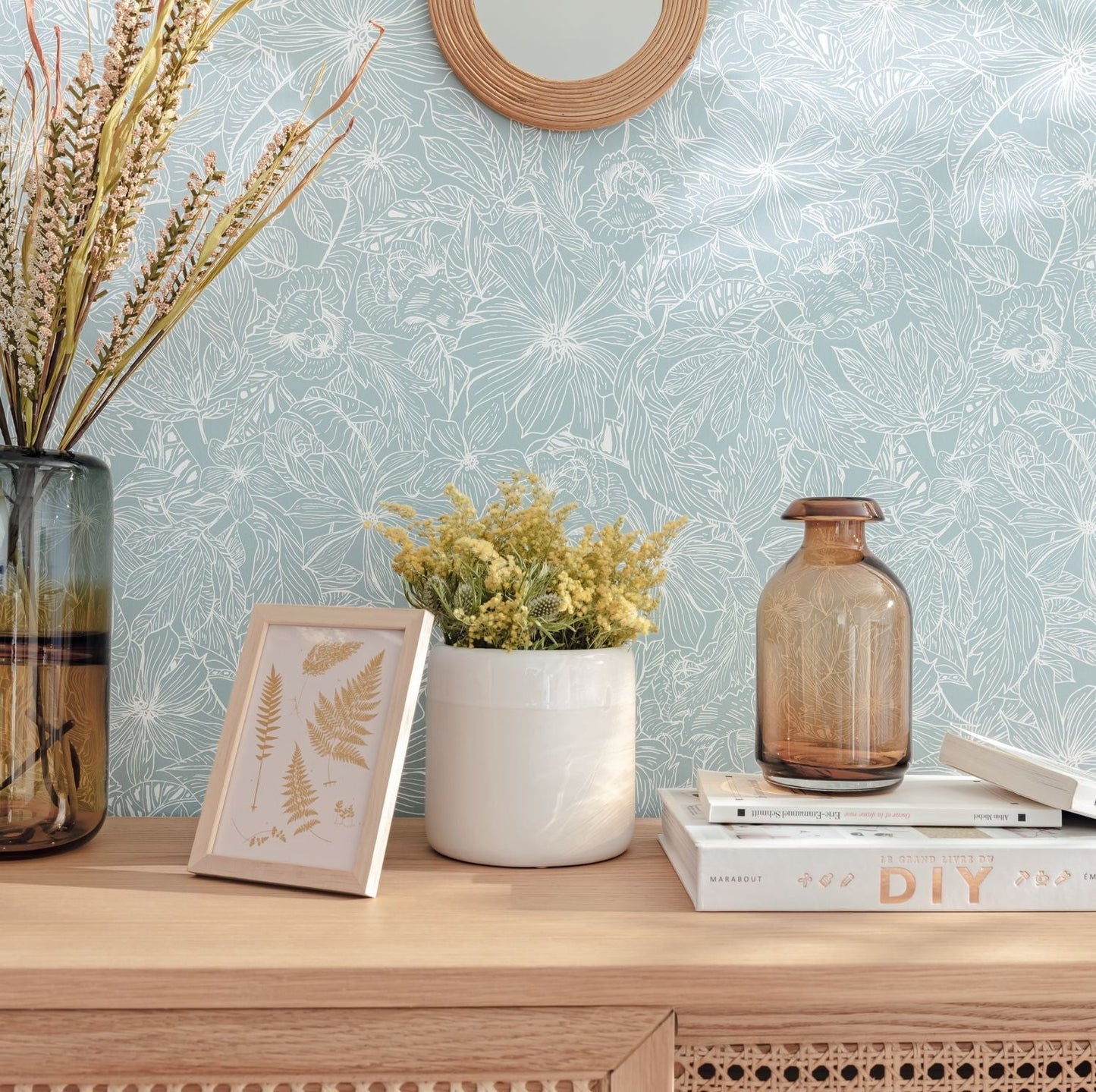 Tropical Sun Wallpaper - Smoke Blue - Caselio - 102686000 - Premier Wallcovering