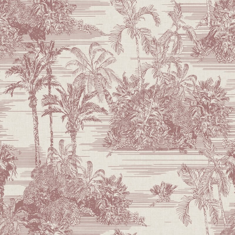 Tropical Toile Wallpaper - Cream/Red - Muriva - M37310 - Premier Wallcovering