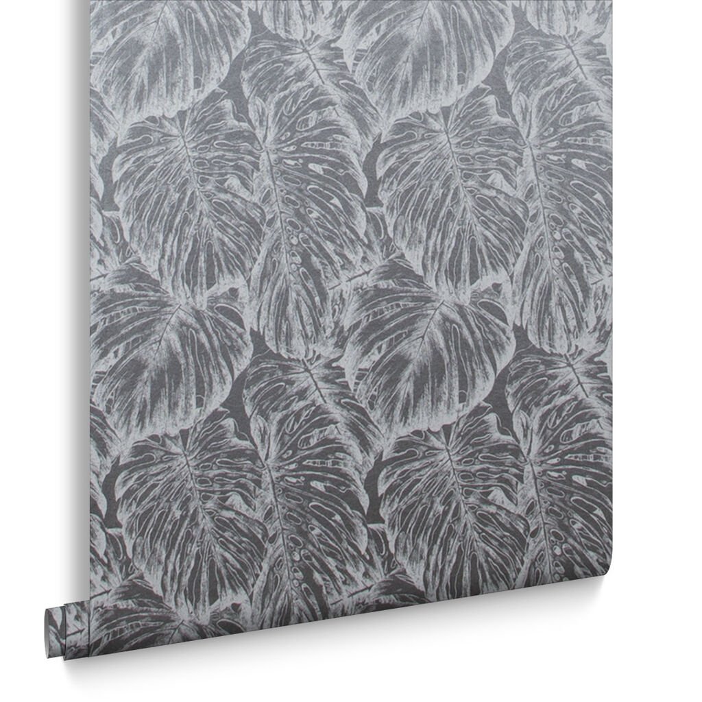 Tropical Wallpaper - Pewter - Graham & Brown - 103769 - Premier Wallcovering