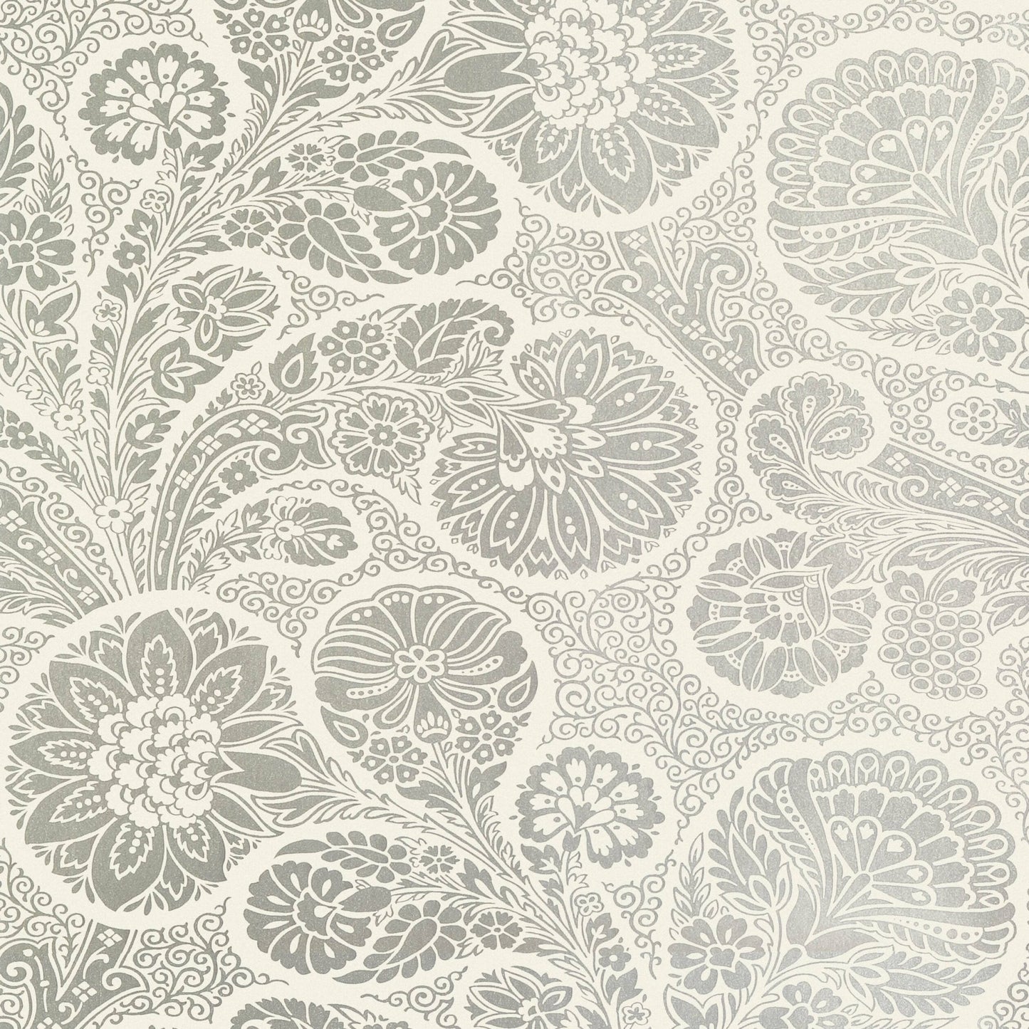 Troubadour Wallpaper - Metallic Silver on Cream - Thibaut - T13067 - Premier Wallcovering