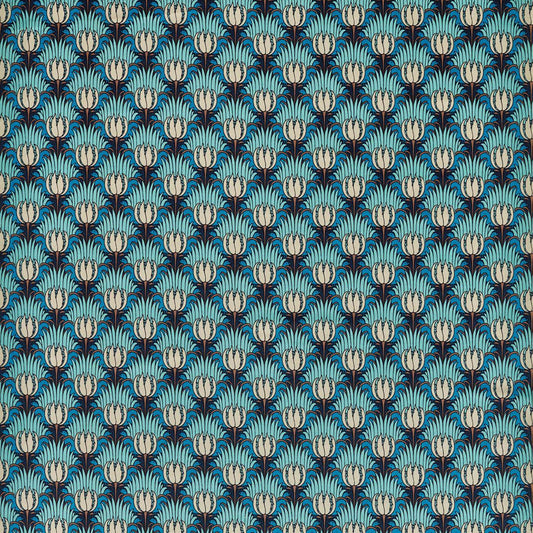Tulip & Bird Fabric - Goblin Green & Raven - Morris & Co - 520013 - Premier Wallcovering