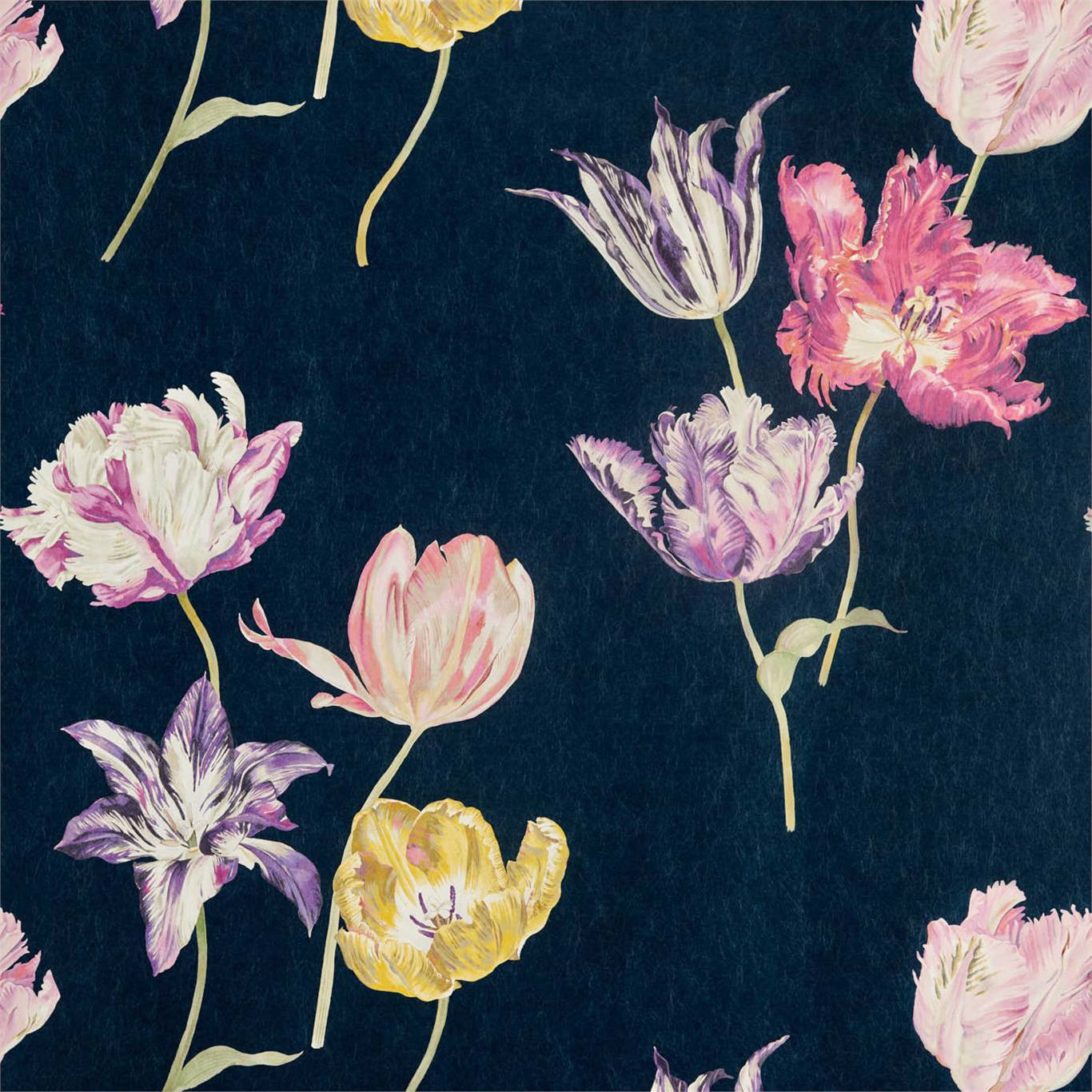 Tulipomania Wallpaper - Ink - Sanderson - DGLW216667 - Premier Wallcovering