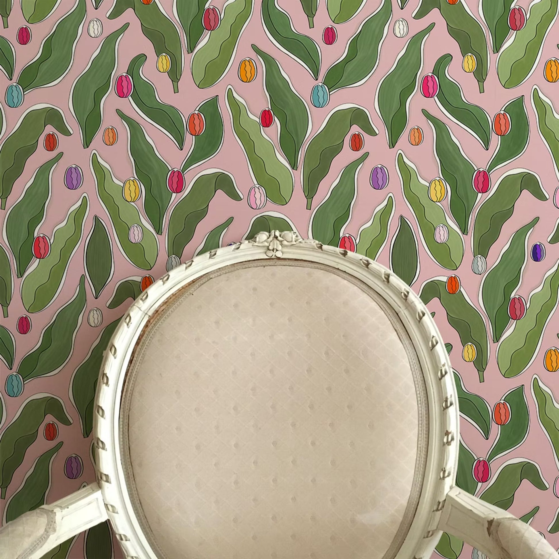 Tulips Festival Wallpaper - Pink - Ottoline - W/TULF/102/1 - Premier Wallcovering
