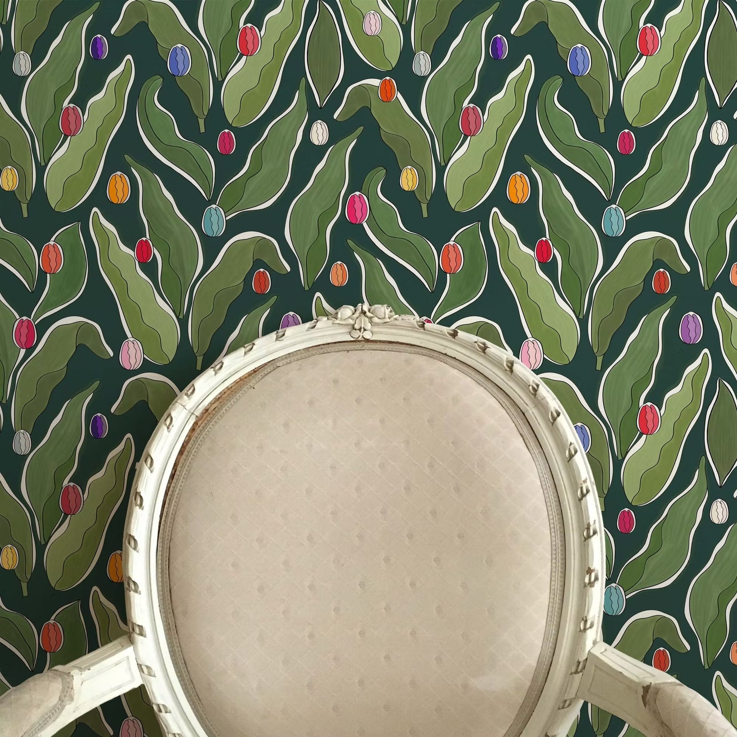 Tulips Festival Wallpaper - Green - Ottoline - W/TULF/102/2 - Premier Wallcovering