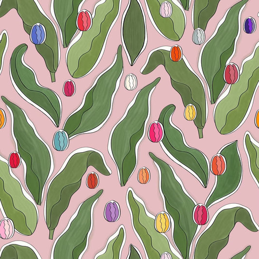 Tulips Festival Wallpaper - Pink - Ottoline - W/TULF/102/1 - Premier Wallcovering