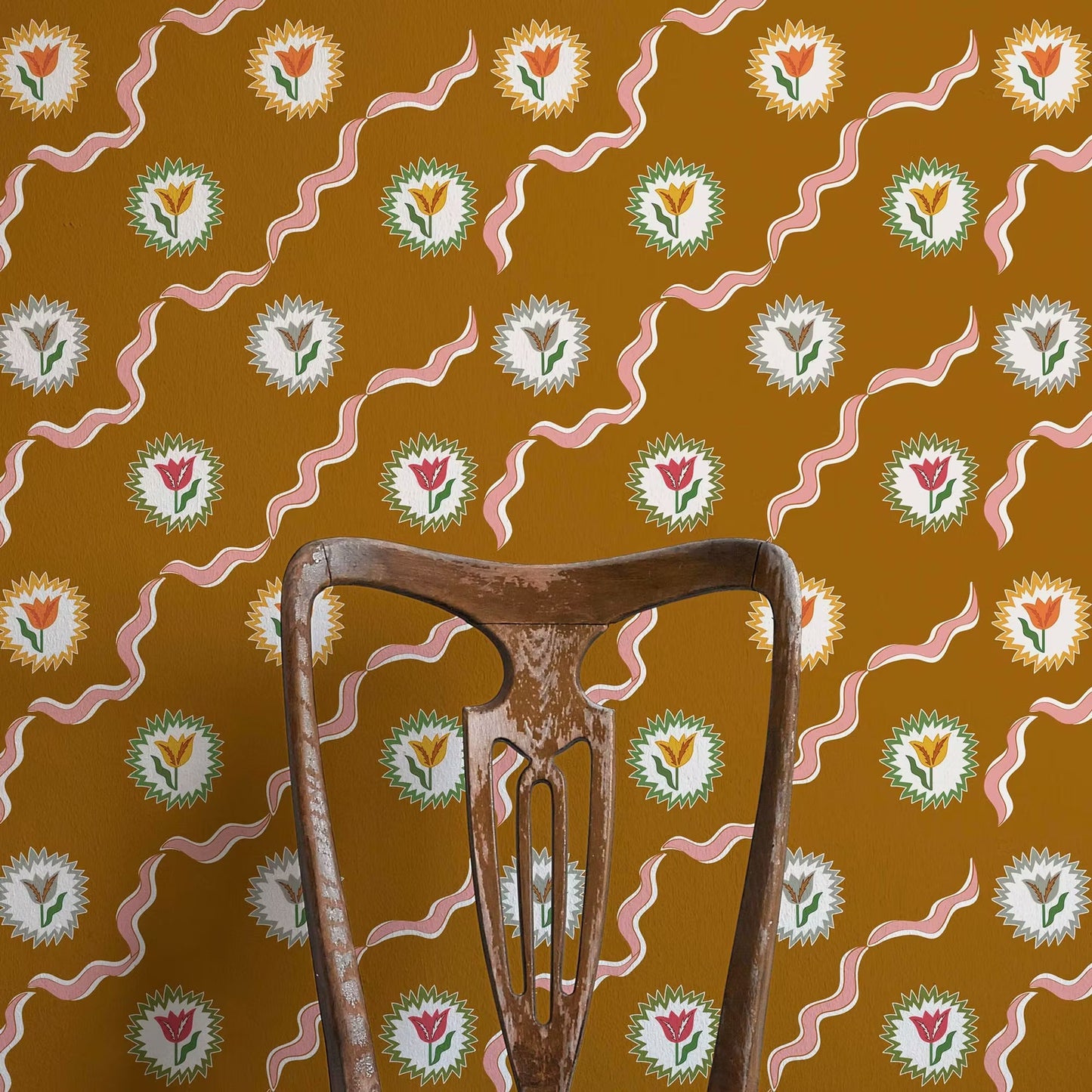 Tulips of Belgravia Wallpaper - Camel - Ottoline - W/TOB/101/4 - Premier Wallcovering