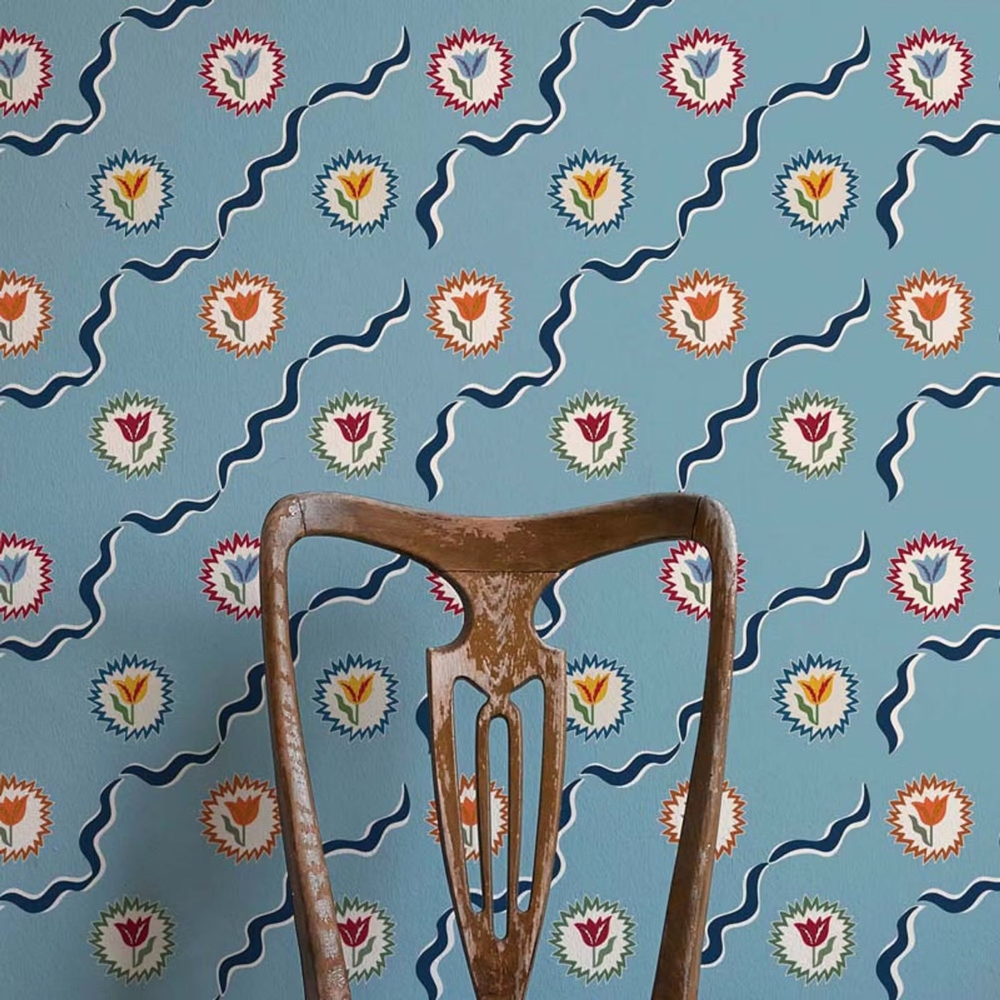 Tulips of Belgravia Wallpaper - Blue - Ottoline - W/TOB/101/2 - Premier Wallcovering