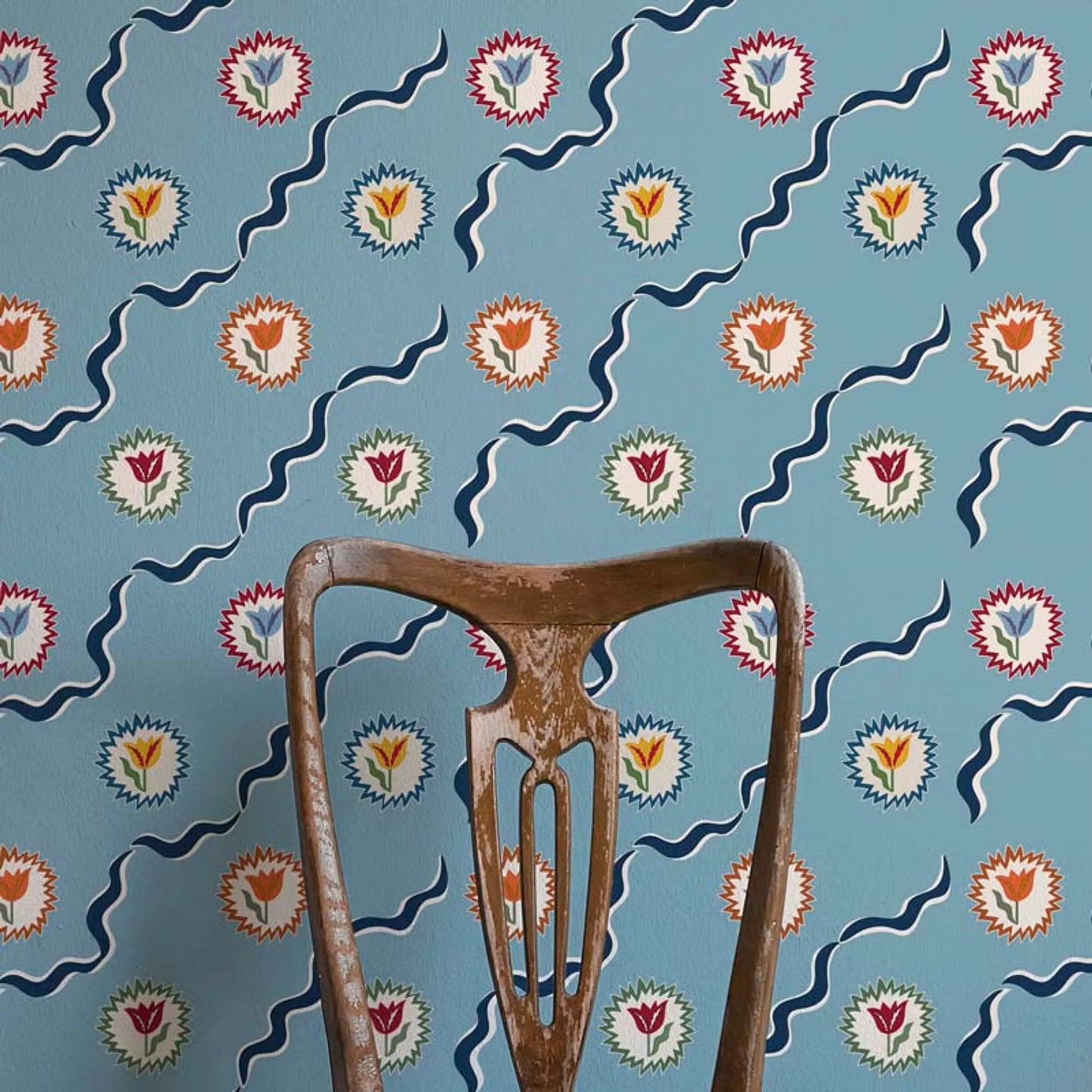 Tulips of Belgravia Wallpaper - Blue - Ottoline - W/TOB/101/2 - Premier Wallcovering