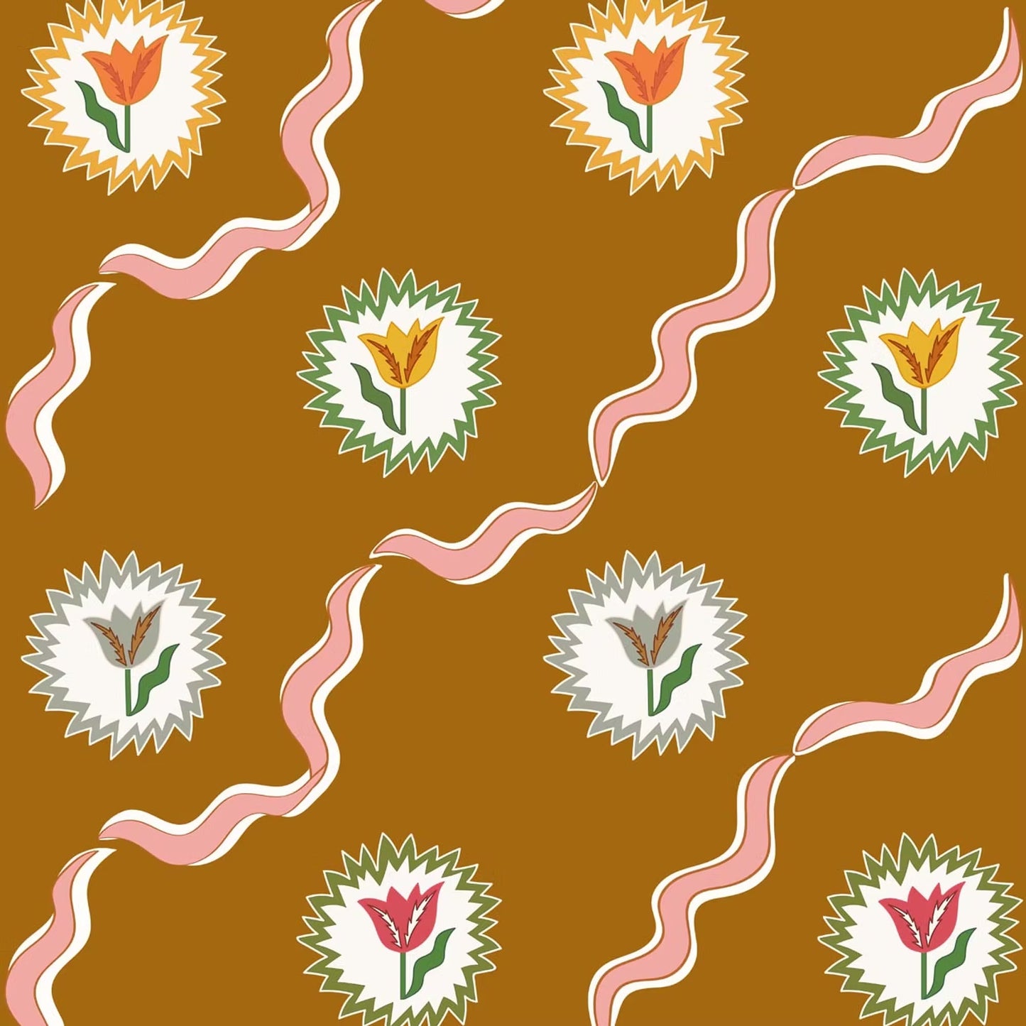 Tulips of Belgravia Wallpaper - Camel - Ottoline - W/TOB/101/4 - Premier Wallcovering