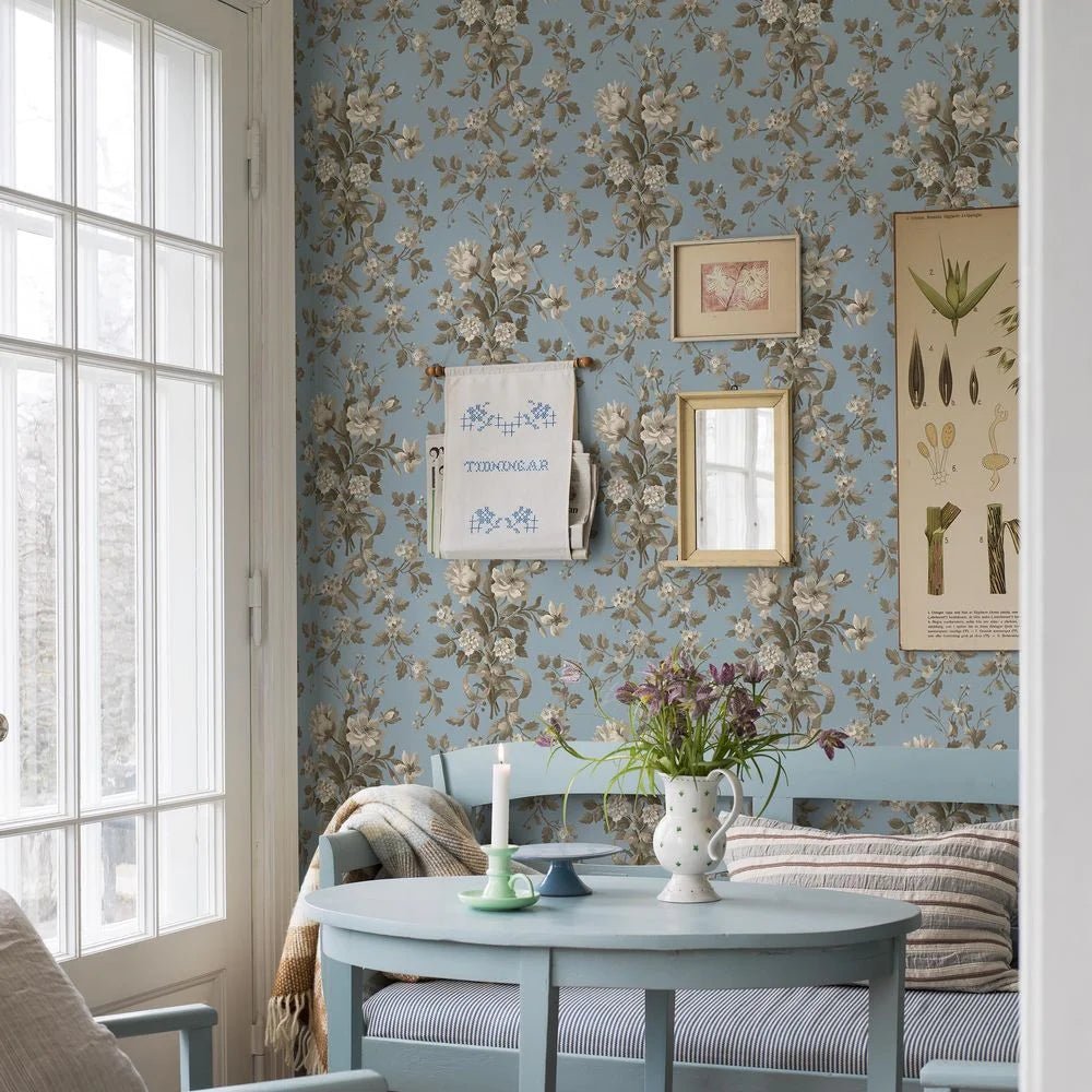 Tullgarn Wallpaper - Blue - Boråstapeter - 8062 - Premier Wallcovering
