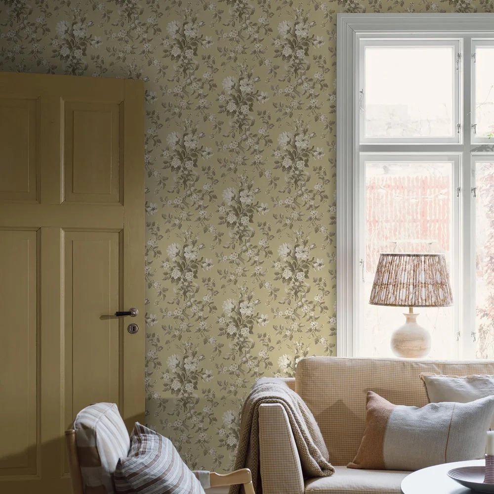 Tullgarn Wallpaper - Yellow - Boråstapeter - 8063 - Premier Wallcovering
