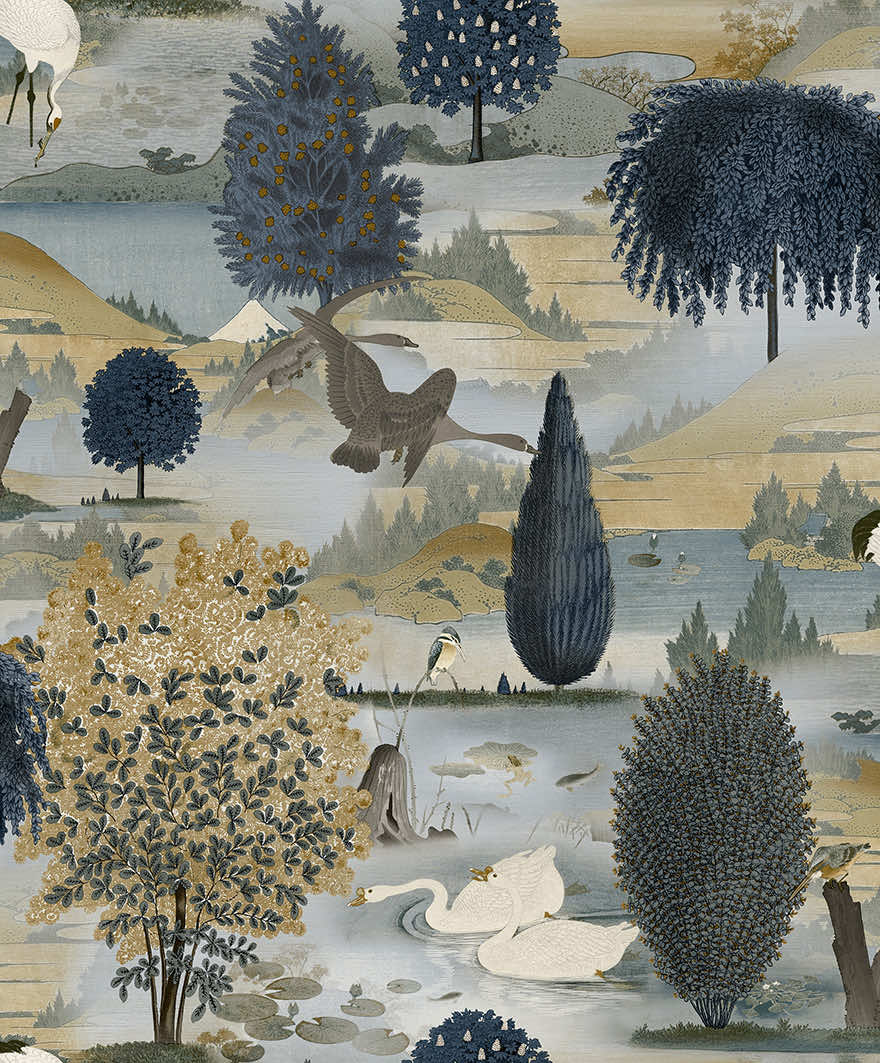 Tundra Wallpaper - Navy Ochre - Holden Décor - 91532 - Premier Wallcovering