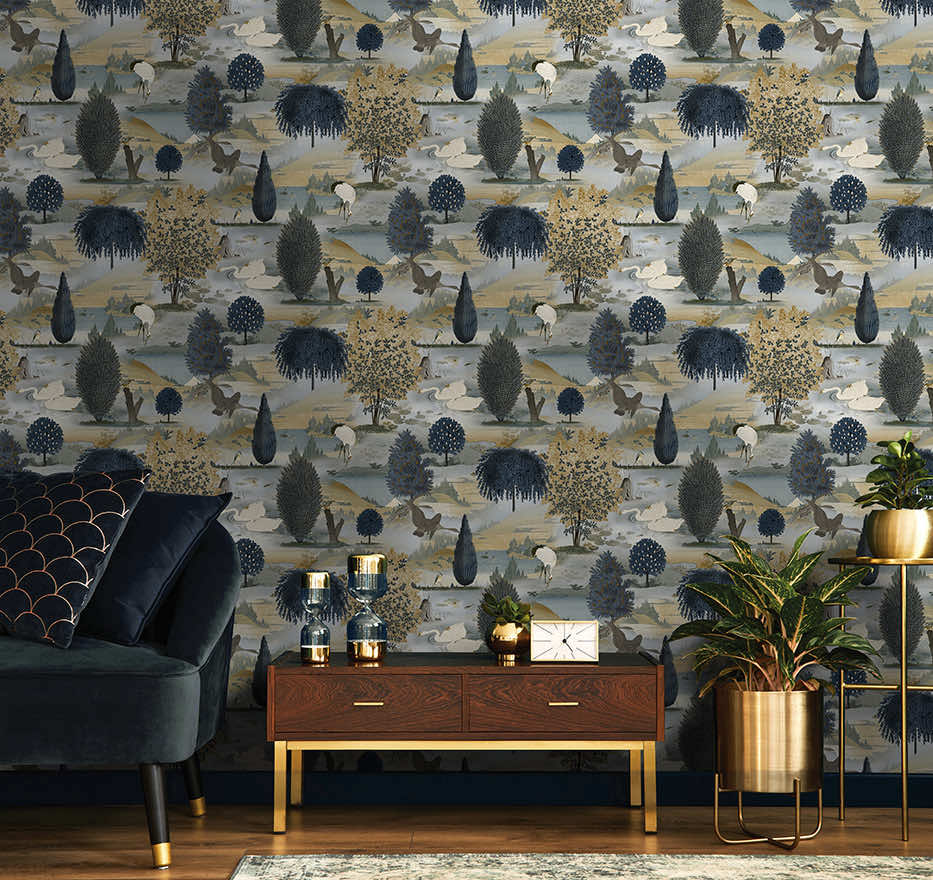 Tundra Wallpaper - Navy Ochre - Holden Décor - 91532 - Premier Wallcovering