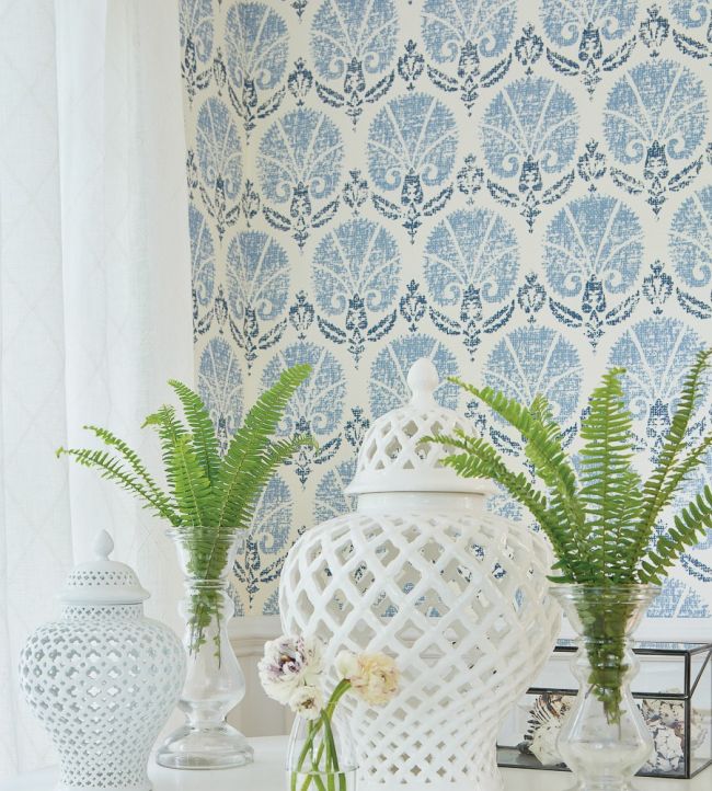 Turkish Damask Wallpaper - Metallic Gold & Silver - Thibaut - T72610 - Premier Wallcovering