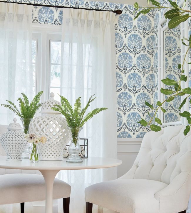 Turkish Damask Wallpaper - Metallic Gold & Silver - Thibaut - T72610 - Premier Wallcovering