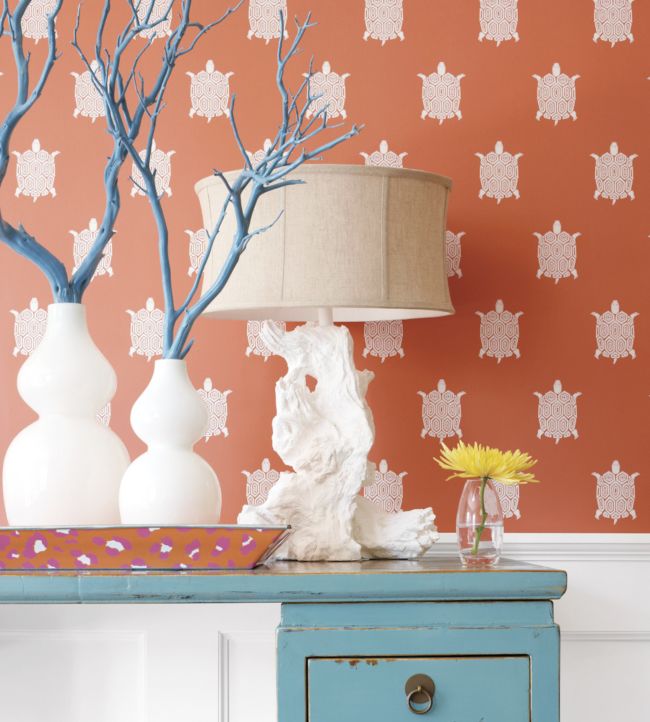 Turtle Bay Wallpaper - Coral - Thibaut - T5769 - Premier Wallcovering